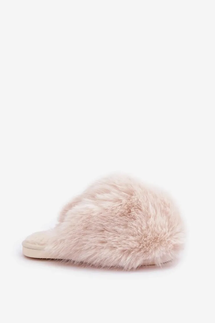 Boto Kapcie Klasyczne*Futrzane Kapcie Damskie Jasnobeżowe Wladisa Beżowy