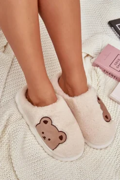 Damskie Boto Futrzane Kapcie Damskie Misie Jasnobeżowe Firedi