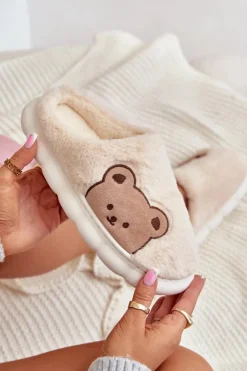 Damskie Boto Futrzane Kapcie Damskie Misie Jasnobeżowe Firedi