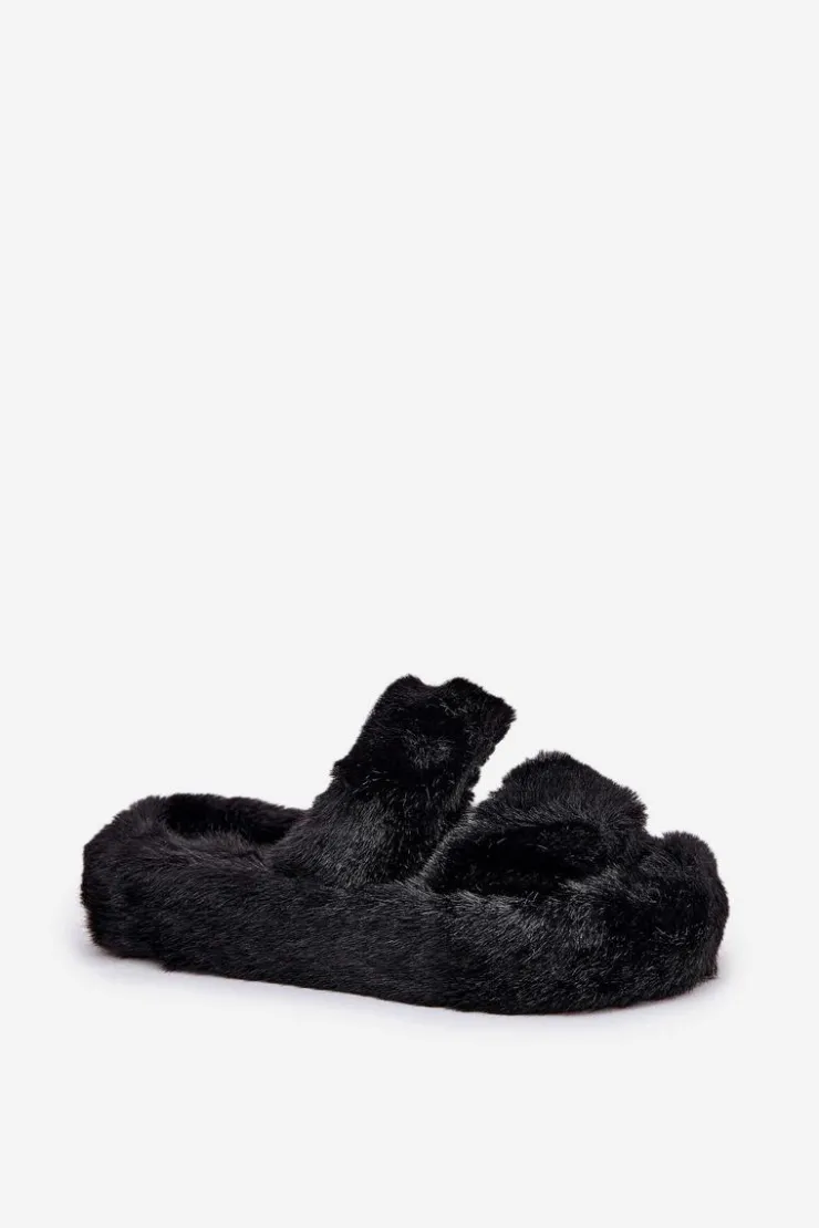 Damskie Boto Futrzane Kapcie Damskie Na Platformie Czarne Talfedi