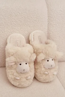 Boto Kapcie Klasyczne*Futrzane Kapcie Damskie Owieczki Beżowe Sylline