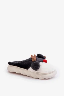 Clearance Boto Futrzane Kapcie Damskie Z Motywem Renifera Czarne Wistira Czarny