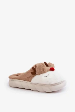Damskie Boto Futrzane Kapcie Damskie Z Motywem Renifera Brązowe Wistira