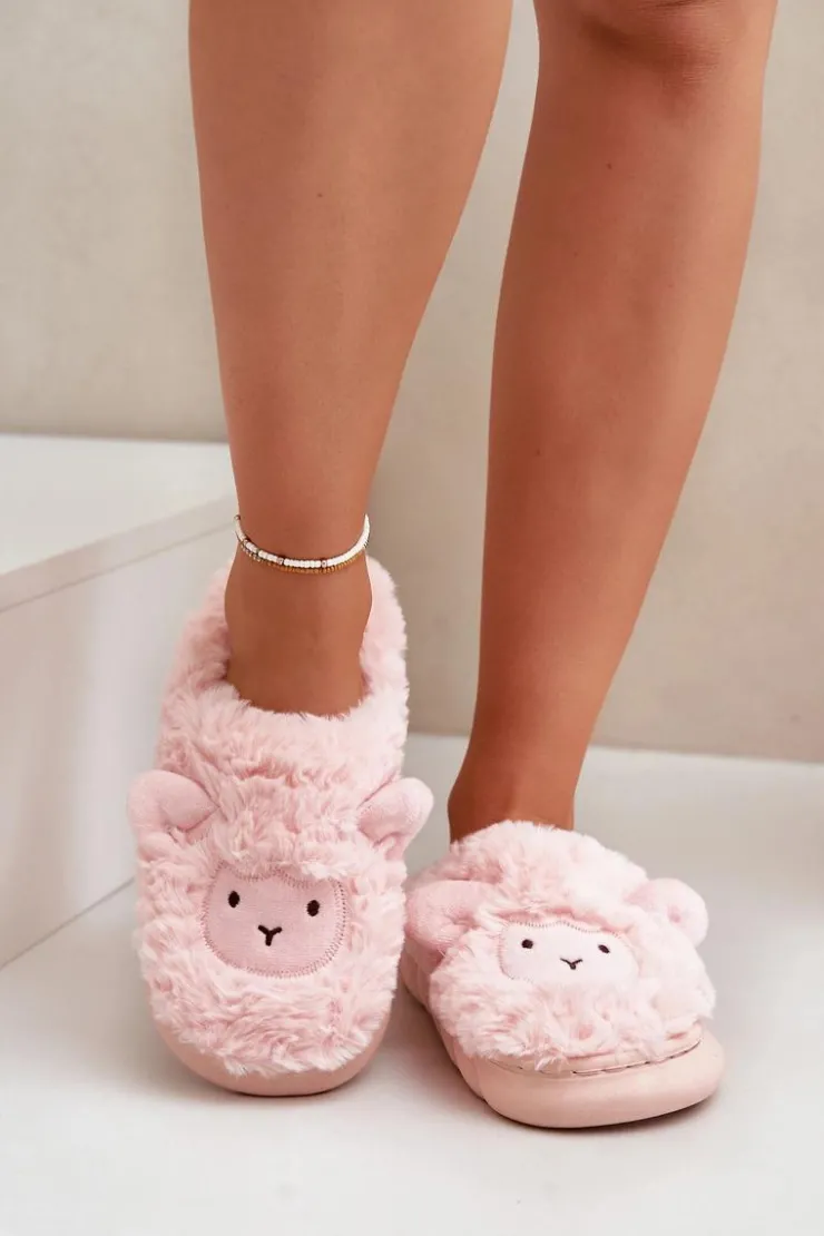 Damskie Boto Futrzane Kapcie Damskie Z Motywem Owcy Różowe Phaeia
