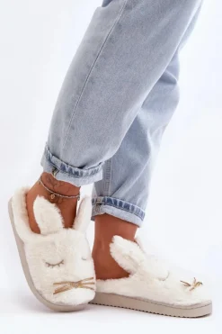 Sale Boto Futrzane Kapcie Damskie Z Króliczkiem Białe Dolcevia