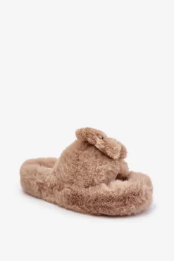 Best Boto Futrzane Kapcie Damskie Z Misiem Beżowe Romania