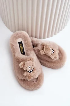 Best Boto Futrzane Kapcie Damskie Z Misiem Beżowe Romania