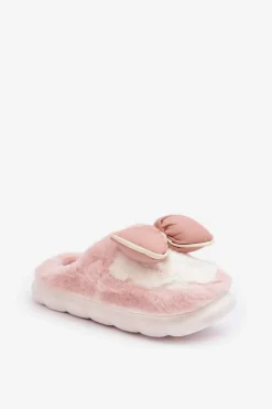 Online Boto Futrzane Kapcie Z Kokardką Różowe Grilis Różowy