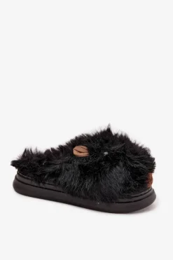 Boto Kapcie Klasyczne*Futrzane Kapice Damskie Kapibary Czarne Pravelle Czarny