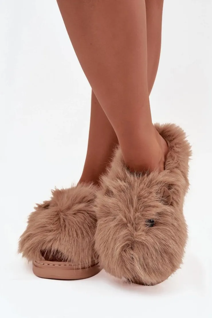 Damskie Boto Futrzane Kapice Damskie Kapibary Khaki Pravelle