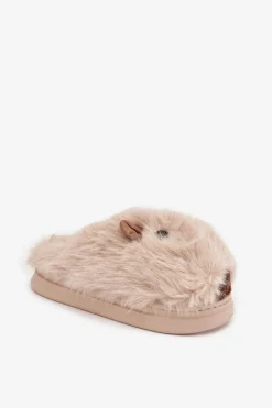 Boto Kapcie Klasyczne*Futrzane Kapice Damskie Kapibary Jasnobeżowe Pravelle