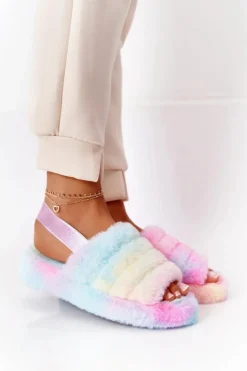 Boto Kapcie Klasyczne*Futrzane Papcie Na Platformie Kolorowe Snowflake