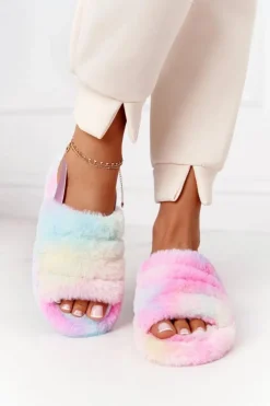 Boto Kapcie Klasyczne*Futrzane Papcie Na Platformie Kolorowe Snowflake