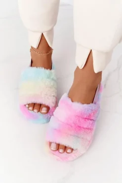 Boto Kapcie Klasyczne*Futrzane Papcie Na Platformie Kolorowe Snowflake
