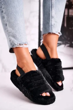 Online Boto Futrzane Papcie Na Platformie Czarne Snowflake