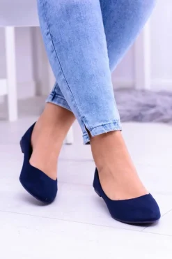 Sale Boto Granatowe Damskie Balerinki Zamsz Bueno