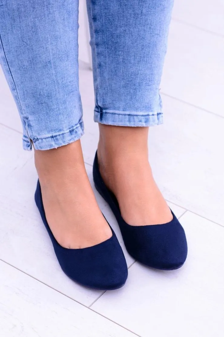 Sale Boto Granatowe Damskie Balerinki Zamsz Bueno