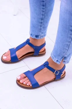 Online Boto Granatowe Damskie Płaskie Sandałki Sunnyside