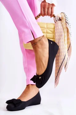 Boto Baleriny Klasyczne*Gumowe Damskie Baleriny Kokardka Czarne Fergie