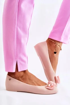 Sale Boto Gumowe Damskie Baleriny Kokardka Nude Fergie