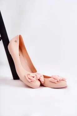 Sale Boto Gumowe Damskie Baleriny Kokardka Nude Fergie
