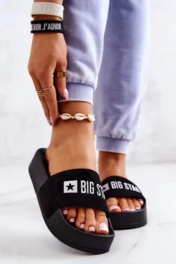 Best Big Star Shoes Gumowe Klapki Big Star JJ274A263 Czarne