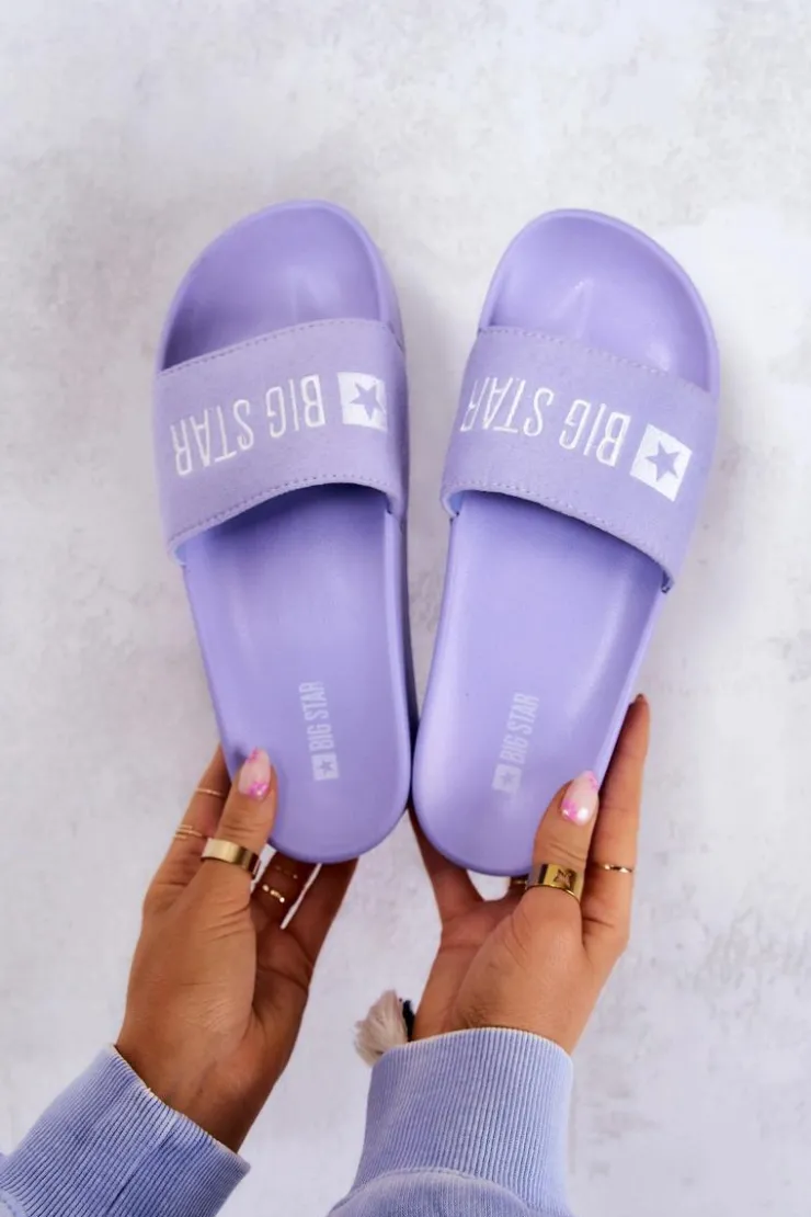 Damskie Big Star Shoes Gumowe Klapki Big Star JJ274A265 Fioletowe