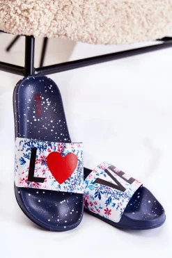 Big Star Shoes Klapki Sportowe|Klapki Damskie Big Star*Gumowe Klapki Big Star Love DD274A257 Granatowe