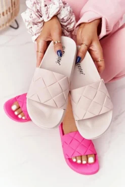 Boto Klapki Damskie Klasyczne*Gumowe Klapki Damskie Beżowe Let's Swim