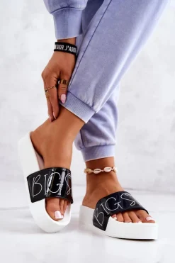 Damskie Big Star Shoes Gumowe Klapki Damskie Big Star JJ274A276 Biało-Czarne