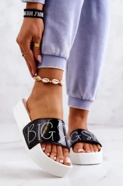 Damskie Big Star Shoes Gumowe Klapki Damskie Big Star JJ274A276 Biało-Czarne