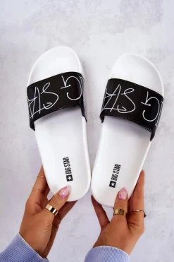Damskie Big Star Shoes Gumowe Klapki Damskie Big Star JJ274A276 Biało-Czarne
