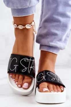 Damskie Big Star Shoes Gumowe Klapki Damskie Big Star JJ274A276 Biało-Czarne