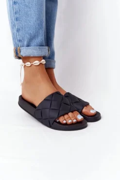 Online Boto Gumowe Klapki Damskie Czarne Let's Swim