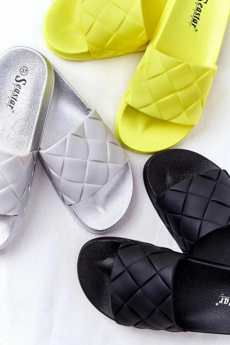 Sale Boto Gumowe Klapki Damskie Szaro-Srebrne Let's Swim