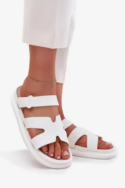 Online Boto Gumowe Klapki Damskie Z Paskiem Białe Tavirae Biały