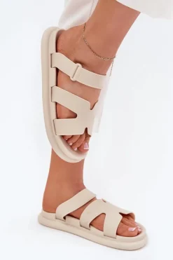 Damskie Boto Gumowe Klapki Damskie Z Paskiem Beżowe Tavirae