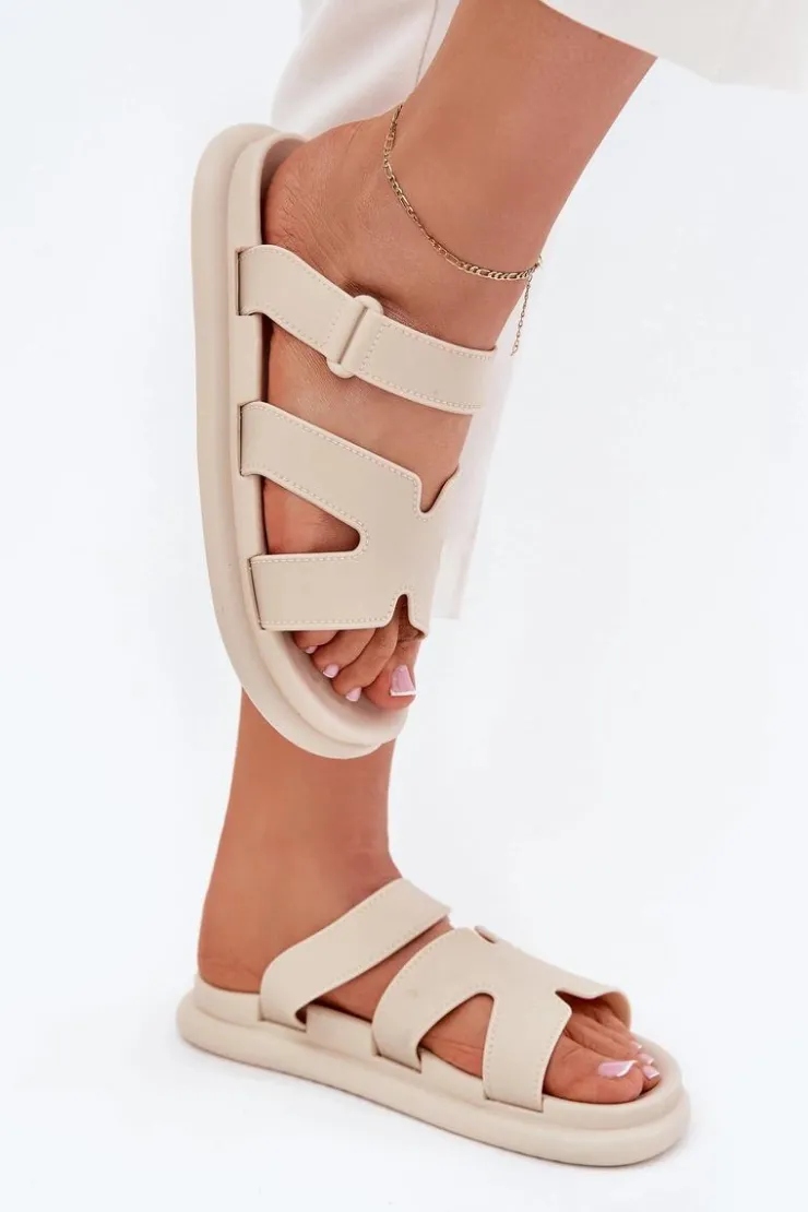 Damskie Boto Gumowe Klapki Damskie Z Paskiem Beżowe Tavirae