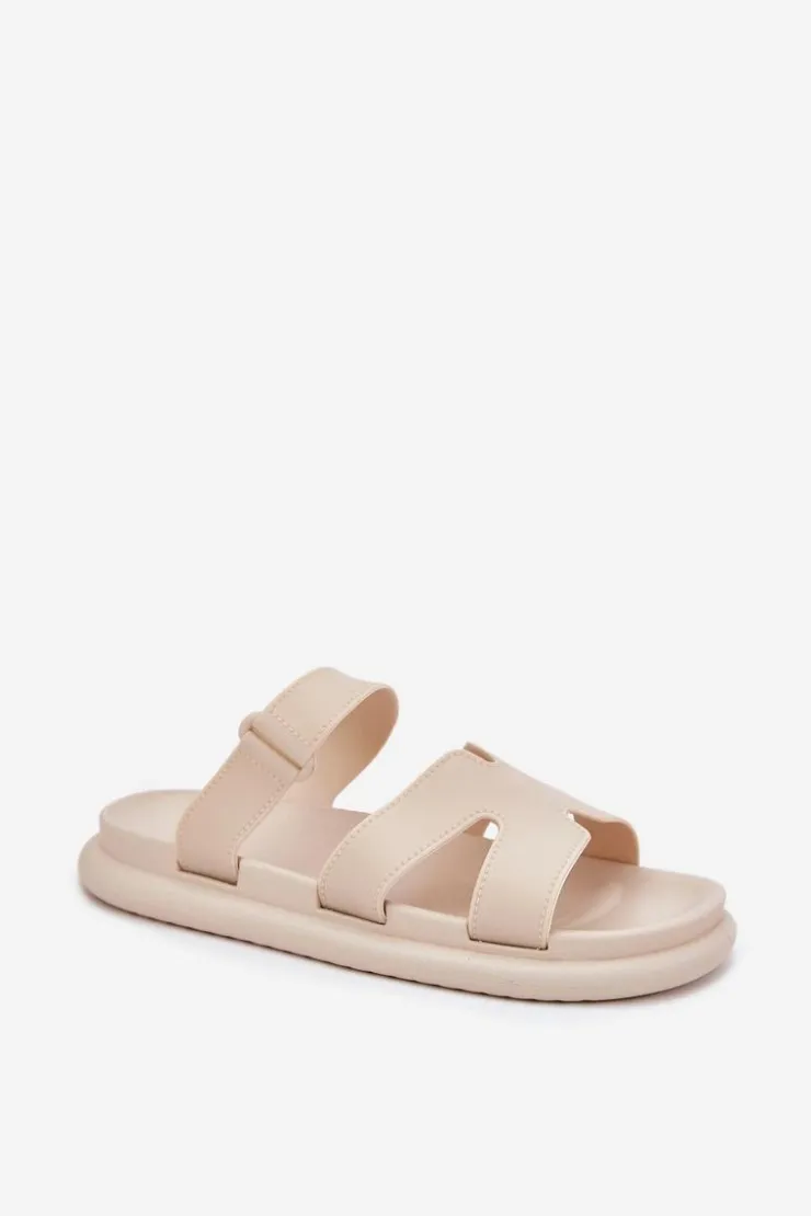 Damskie Boto Gumowe Klapki Damskie Z Paskiem Beżowe Tavirae