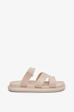 Damskie Boto Gumowe Klapki Damskie Z Paskiem Beżowe Tavirae