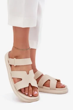 Damskie Boto Gumowe Klapki Damskie Z Paskiem Beżowe Tavirae