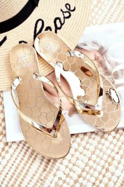 Sale Boto Gumowe Klapki Japonki Lu Boo Złote