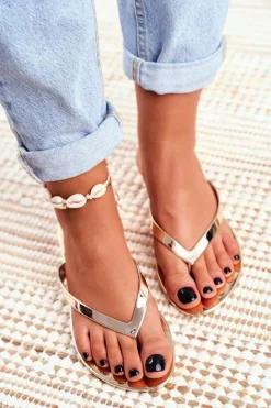 Sale Boto Gumowe Klapki Japonki Lu Boo Złote