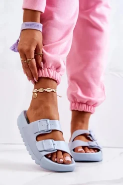 Damskie Boto Gumowe Klapki Na Platformie Niebieskie Westie