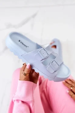 Damskie Boto Gumowe Klapki Na Platformie Niebieskie Westie