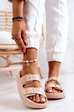 Boto Klapki Na Platformie|Klapki Damskie Klasyczne*Gumowe Klapki Na Platformie Beżowe Westie