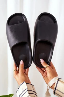 Boto Klapki Basenowe|Klapki Na Platformie*Gumowe Klapki Na Platformie Czarne Squishy