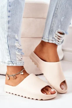 Damskie Boto Gumowe Klapki Na Platformie Nude Squishy