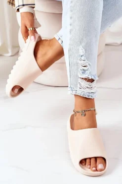 Damskie Boto Gumowe Klapki Na Platformie Nude Squishy