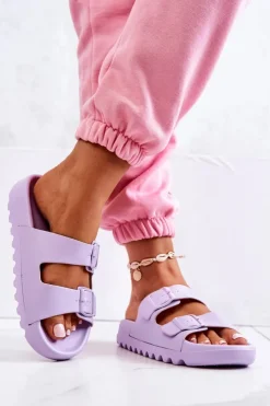 New Boto Gumowe Klapki Na Platformie Fioletowe Westie